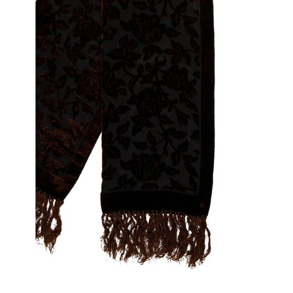 Vintage Yves Saint Laurent Silk Printed Scarf Brown‎ Black Floral Pashmina Shawl - Picture 2 of 8